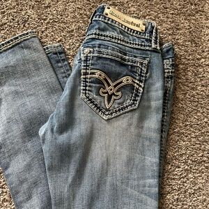 Rock Revival Blue straight leg Jeans with Wing Stitching